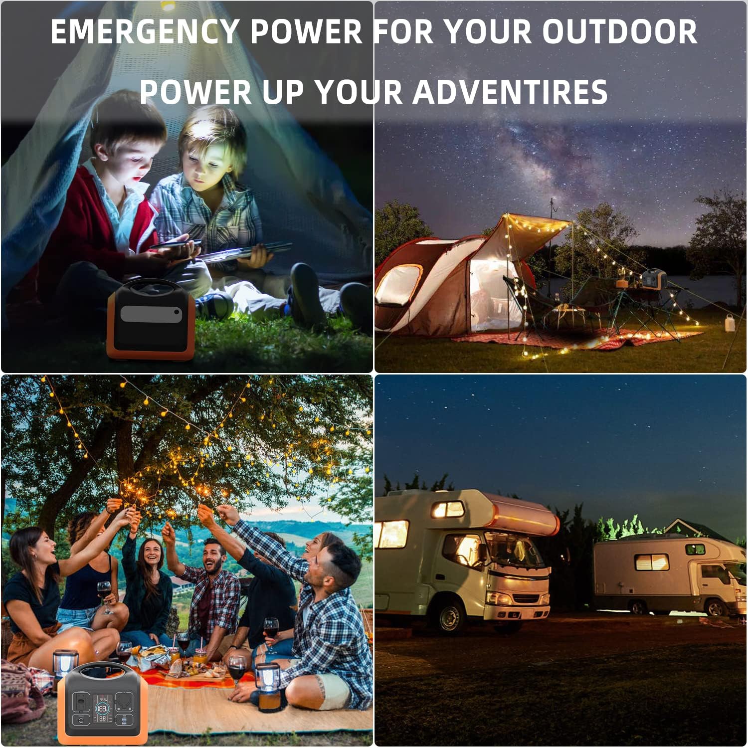 DOEJOY Portable Power Station , 595Wh Backup Lithium Battery Power, 110V/600W Pure Sine Wave AC Outlet/ DC Ports/2 USB Ports/PD 60W, Solar Generator (Solar Panel Not Included) for Outdoors Camping Travel Hunting Emergency with LED light
