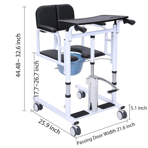 Hydraulic Patient Lift Wheelchair, with 180° Split Seat and 360° Universal Wheel, Portable Transfer Wheelchair for Elderly and Handicapped.