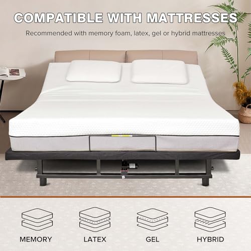Full Size Adjustable Metal Bed Frame with Wireless Remote Control and Quiet Motor, Independent Head and Foot Incline, Zero Gravity, Ergonomic Electric Adjustable Bed Base, Smart Bed (Full)