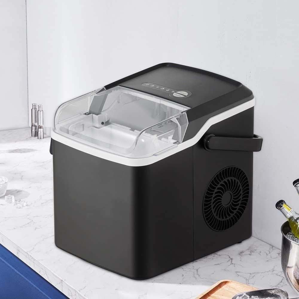 Portable Countertop Ice Maker with Self-Cleaning Function - 9 Cubes Ready in 7 Mins, 26lbs in 24Hrs, Includes Ice Scoop and Basket, 2 Sizes Bullet Ice - Perfect for Home Kitchen Office Bar Party