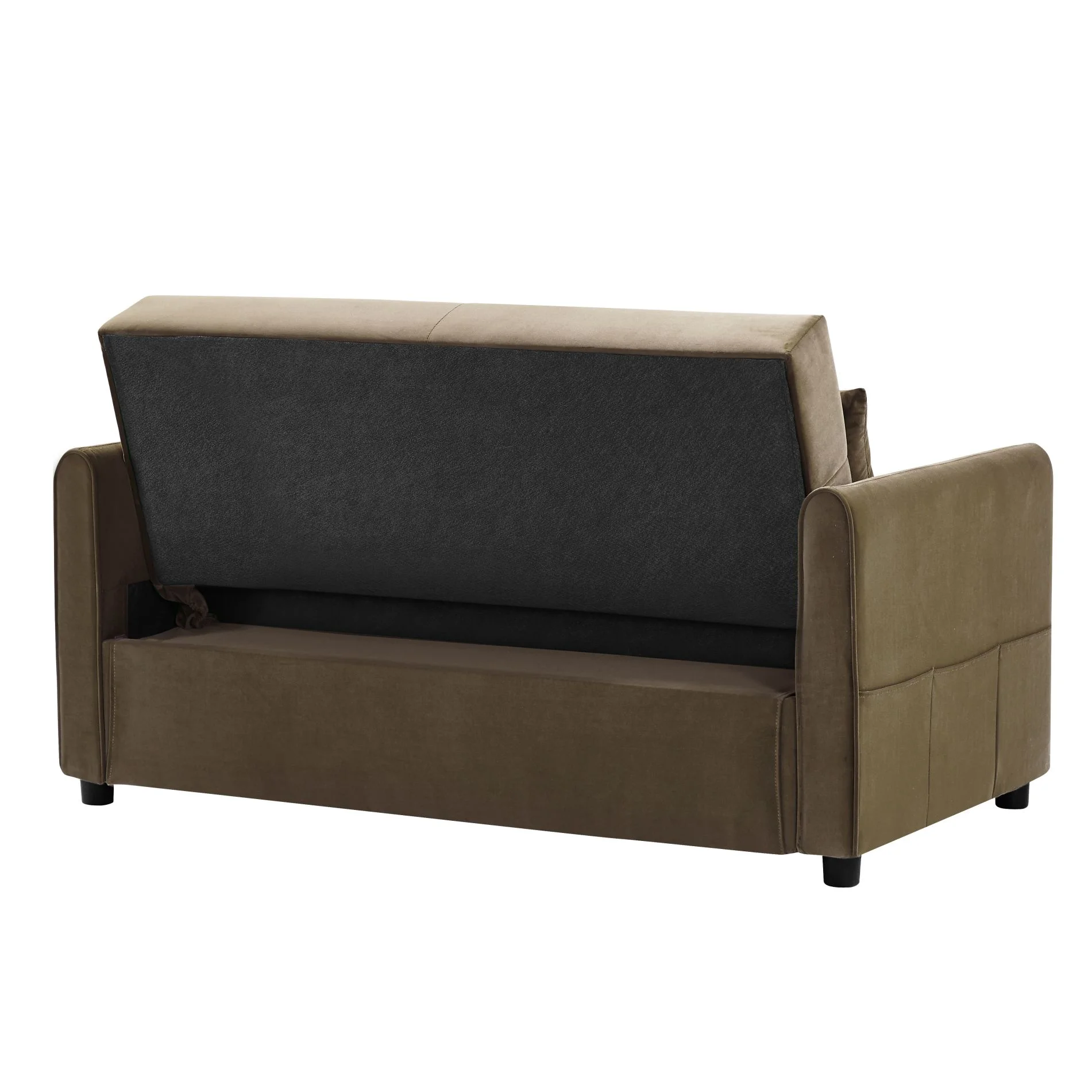 RUXAN Double seat sofa bed sofa with pull-out bed, adjustable backrest with 2 lumbar pillows for small living rooms, apartments, etc.-Light Brown