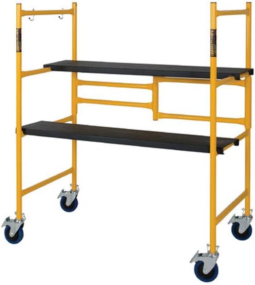 MetalTech 4 Foot High Portable Adjustable Platform Basic Mini Mobile Scaffolding Ladder with Locking Wheels