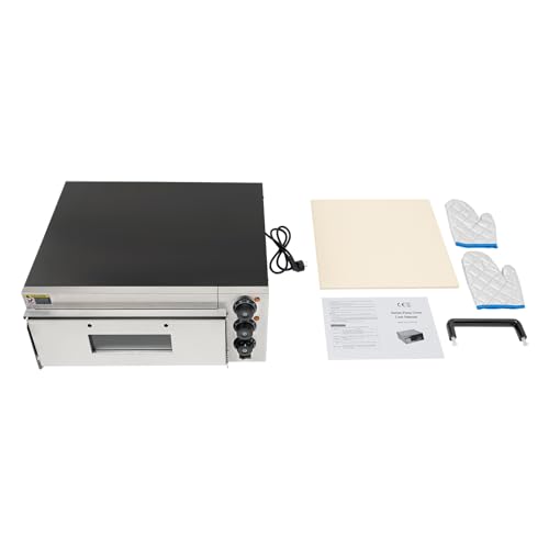 Electric Pizza Oven Countertop Pizza Oven Indoor Commercial Pizza Cooker, Single Deck Layer 1800W Stainless Steel Pizza Maker for Restaurant Home Pretzels Baked, Fits Pizza up to 12" Diameter