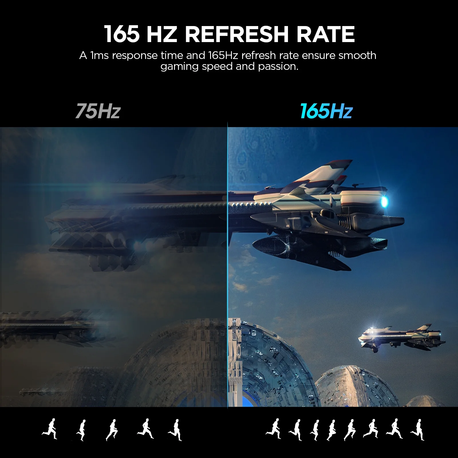 KOORUI 24 inch High-Performance 165Hz/144Hz 1ms(MPRT) 100% sRGB Gaming Monitor,Adpitive sync,3-Side Borderless,FHD 1080P VA Computer Monitor,HDMI/DisplayPort,24E4