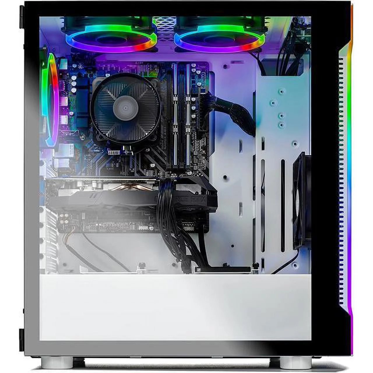 SkyTech Archangel 3.0 Gaming Computer PC Desktop - Ryzen 5 3600 6-Core 3.6GHz, RTX 3060 12GB, 1TB SSD, 16GB DDR4 3000, RGB Fans, AC WiFi, 600W Gold PSU, Windows 10 Home 64-bit, White