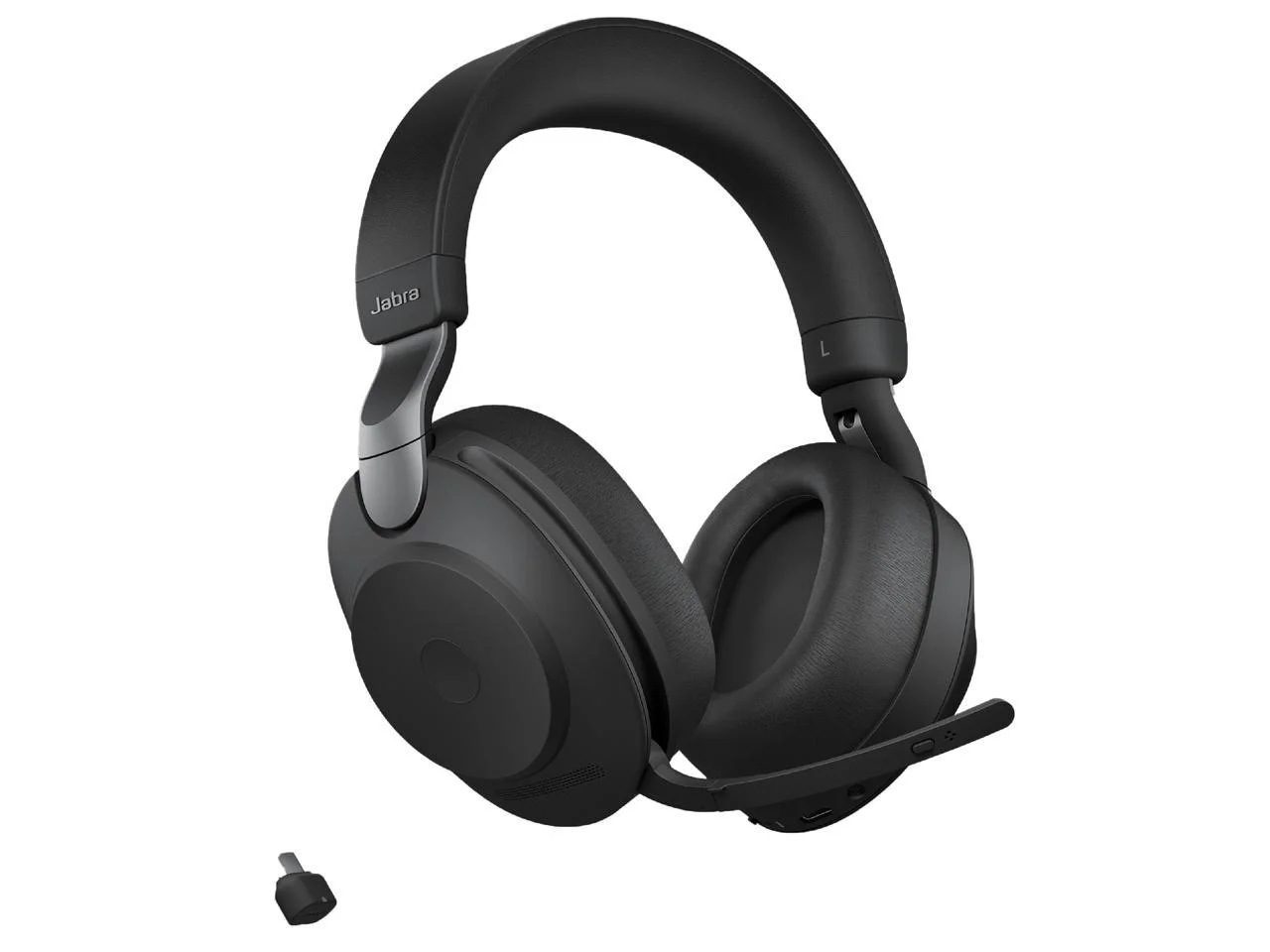 Jabra Evolve2 85 Link380c MS Stereo - Black Wireless Headset / Music Headphones (Microsoft Teams, USB Type-C, Noise-Canceling)