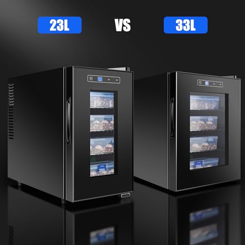 Reptile Egg Incubator 23L Small Digital Lab Incubator Cooling and Heating 10−40°C Precise Temperature Control for Turtle Lizard Gecko Snake Reptiles Hatching with UV-Resistant Glass Door