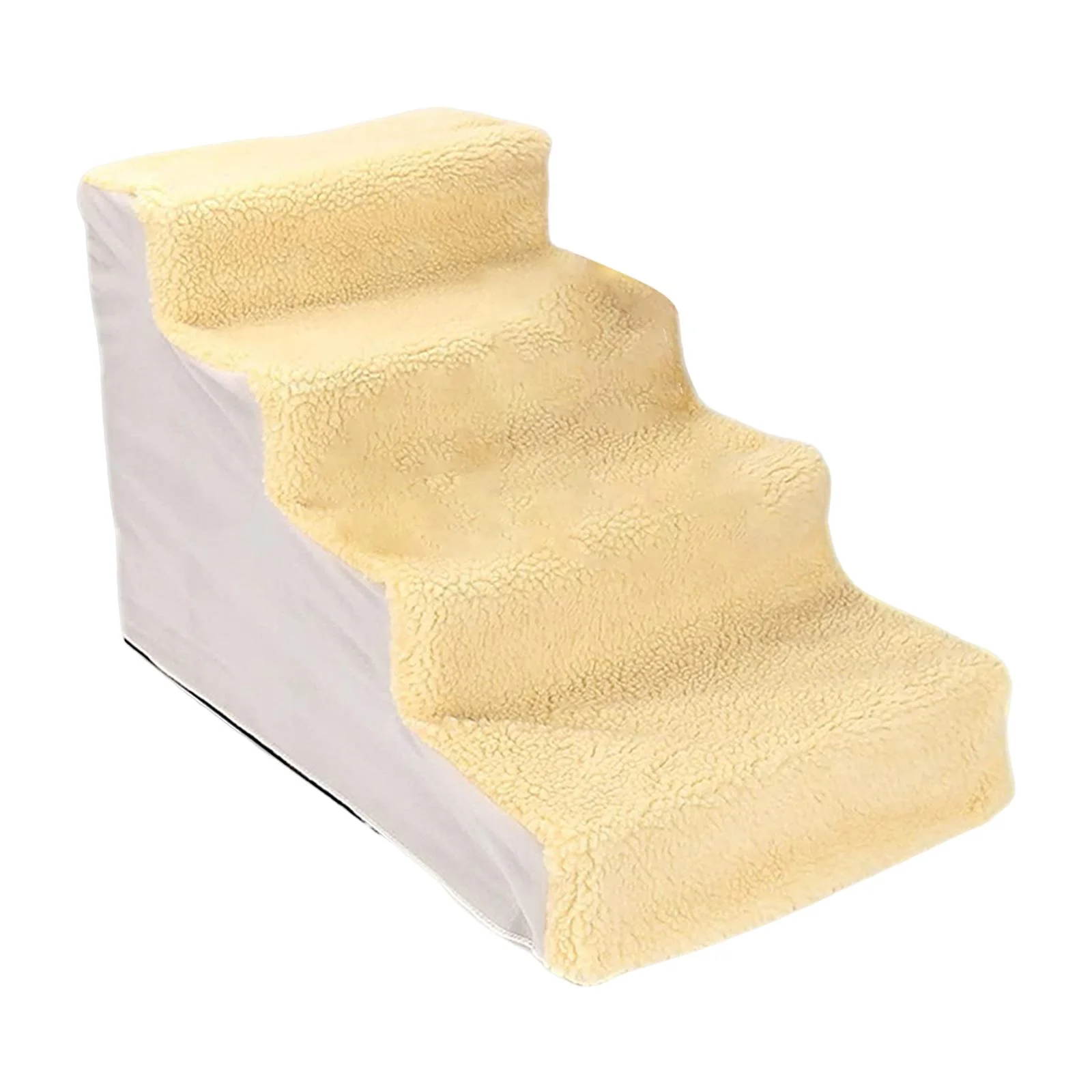 Portable Dog Stairs Ladder Ramp Warm Cover Non Slip Detachable Climbing Washable Stairs Step Pet Supplies for High Bed Indoor , Yellow