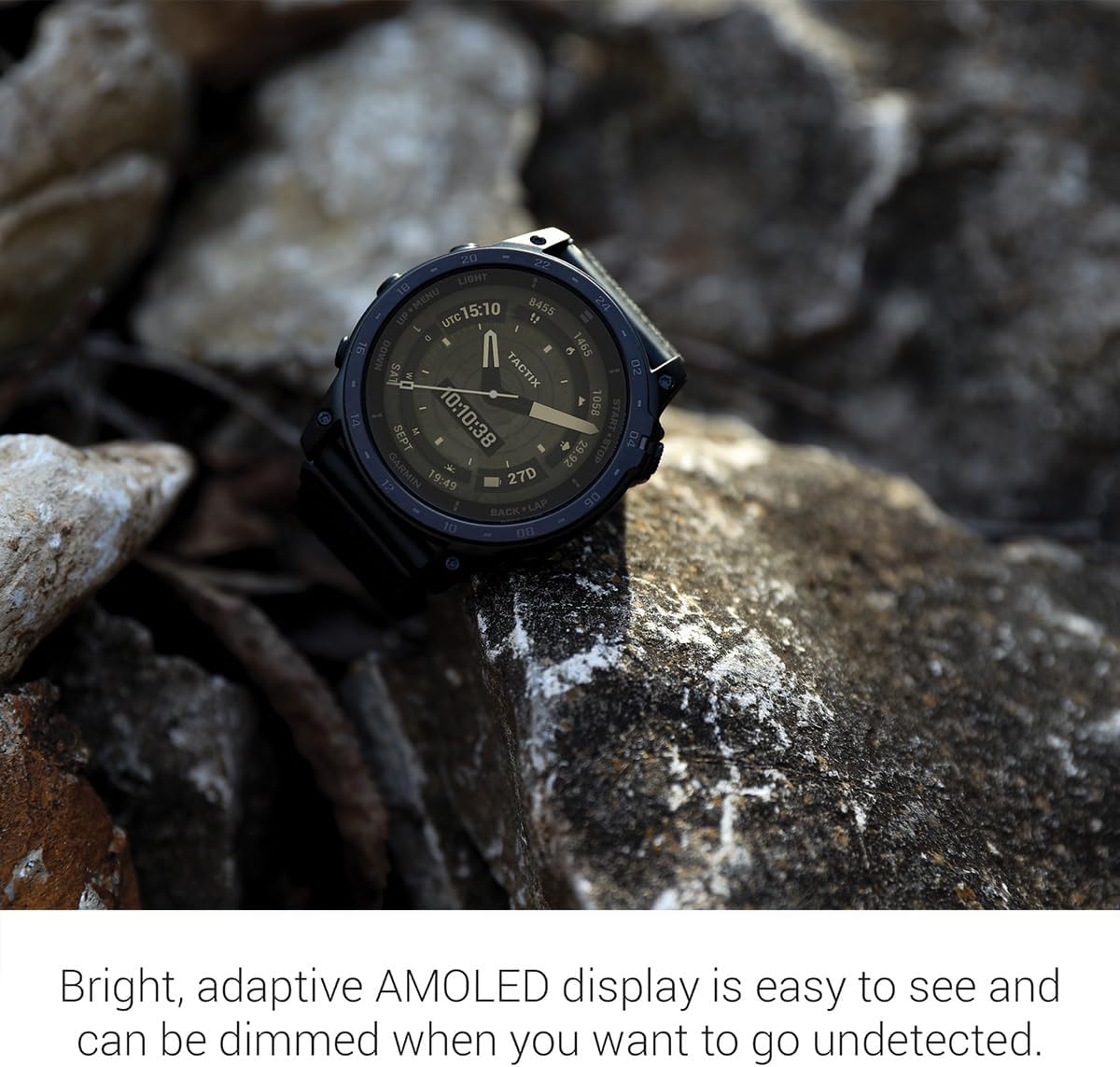Garmin tactix 7 AMOLED Edition Tactical Military GPS Smartwatch | Touchscreen, Stealth Mode, Flashlight, Multicontinent Mapping, Weather, Health Metrics | Signature Series Watch Stand Bundle