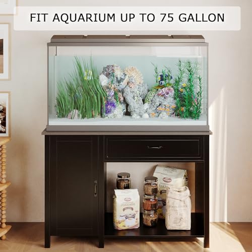Fish Tank Stand - Heavy Duty Wooden Aquarium Stand with Storage Cabinet for Fish Tank Accessories - 770 LBS Capacity