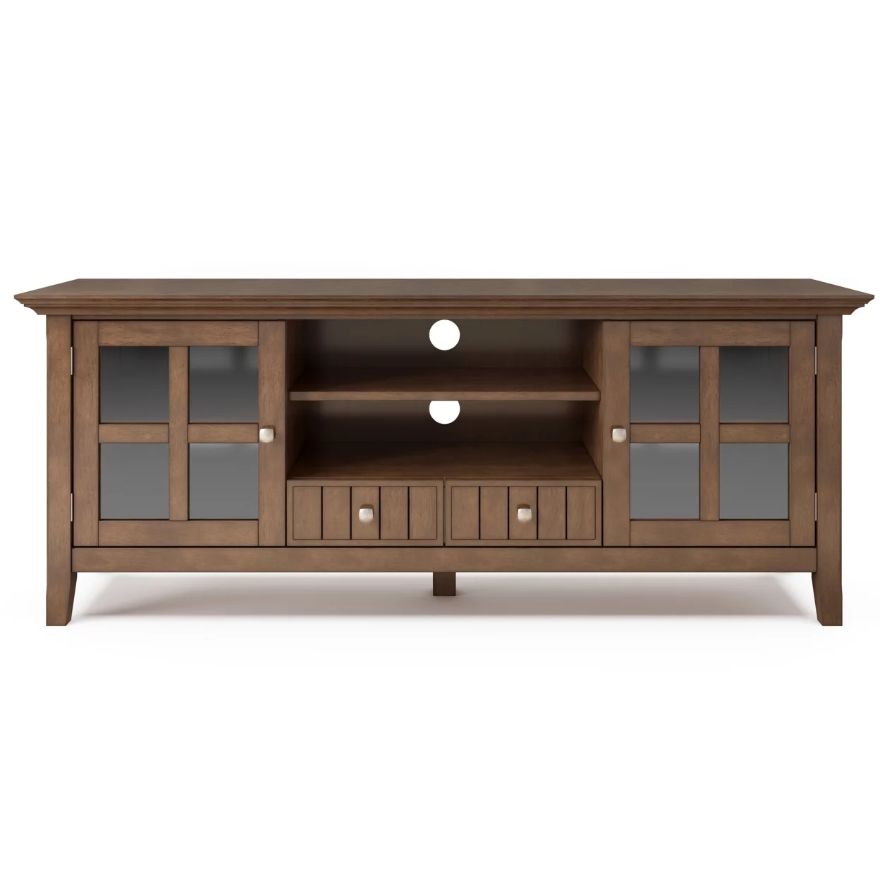 Acadian SOLID WOOD 60 inch Wide Transitional TV Media Stand in Light Golden Brown For TVs up to 65 inches