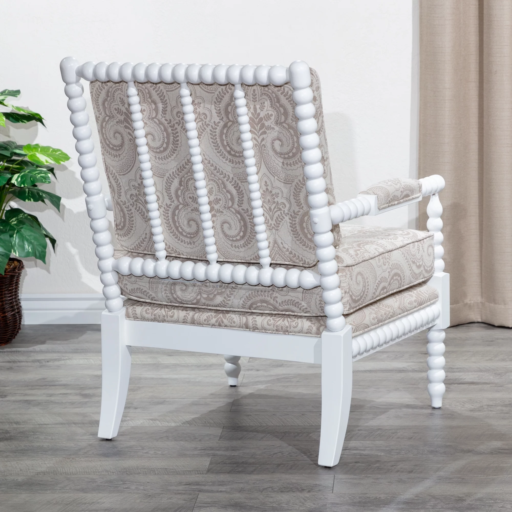 DTY Indoor Living Silverthorne Spindle Chair White/Taupe Paisley
