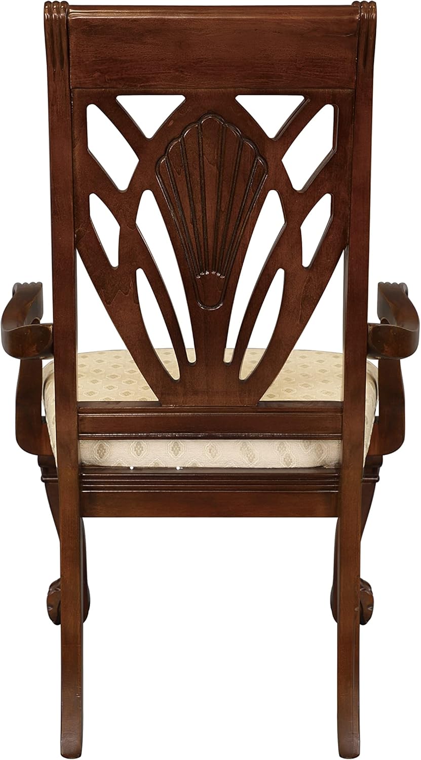 Dark Cherry Finish Formal Dining Armchairs 2pc Set Fabric Upholstered Seat Traditional Design Room Furniture