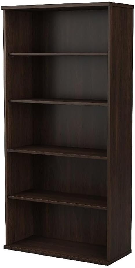 Pemberly Row Tall 5 Shelf Bookcase in Black Walnut - Engineered Wood