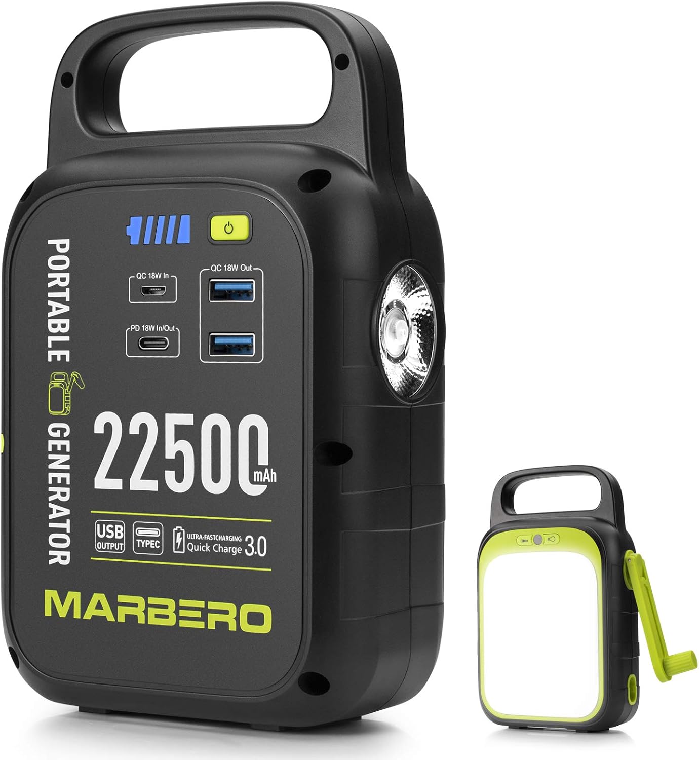 MARBERO 22500mAh Portable Power Station with Bright LED Flashlight for Camping, Small Power Station QC/PD 3.0 Charges Quickly for Home Office Emergency Backup Outdoor, Special Hand-cranked…