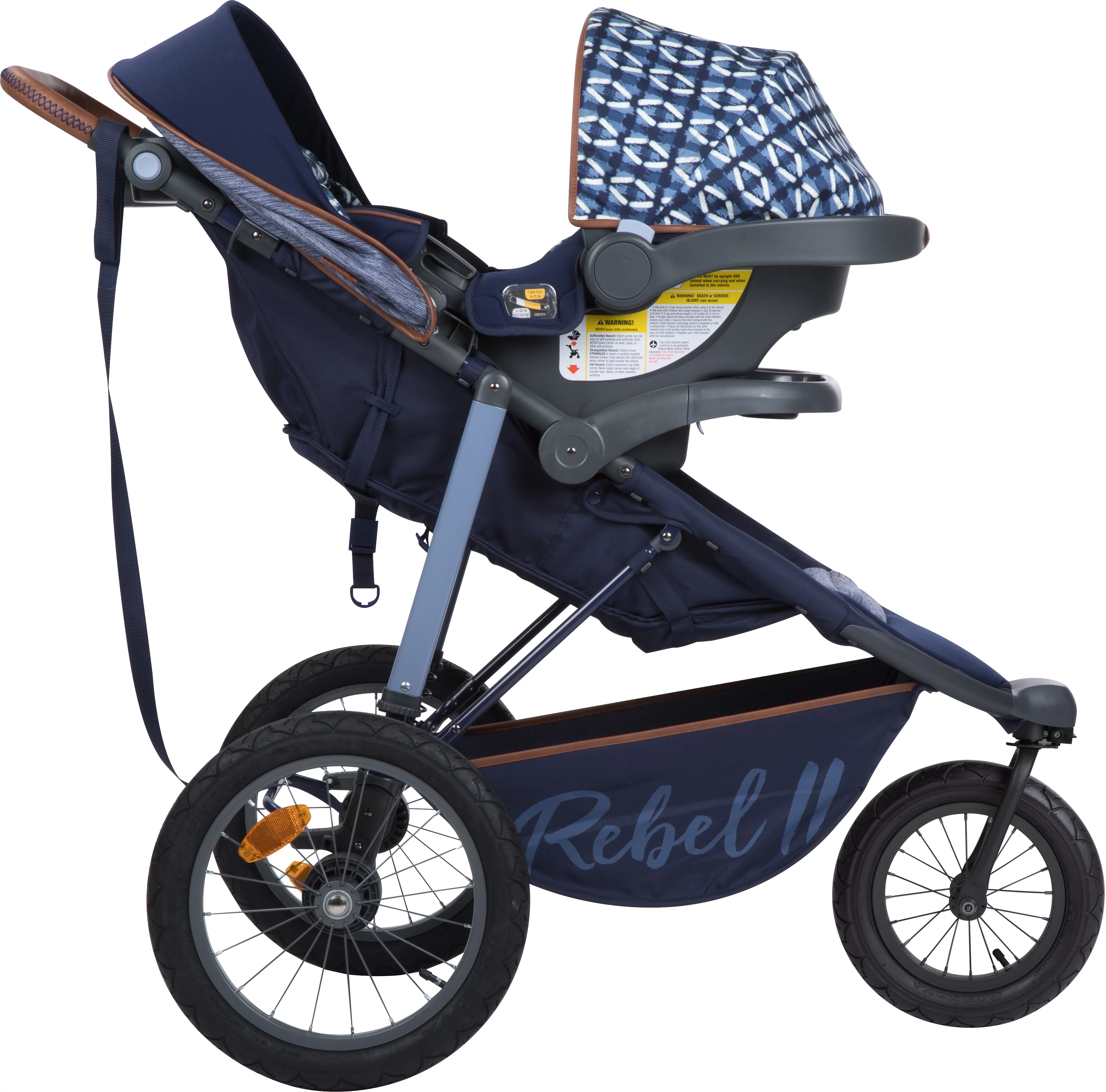 Monbebe Rebel II Complete Jogging Travel System Stroller with Rear-Facing Infant Car Seat, Boho