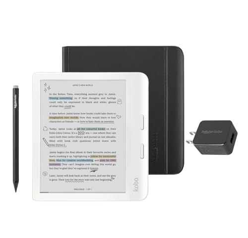 Kobo Libra Colour White eReader with Case Bundle
