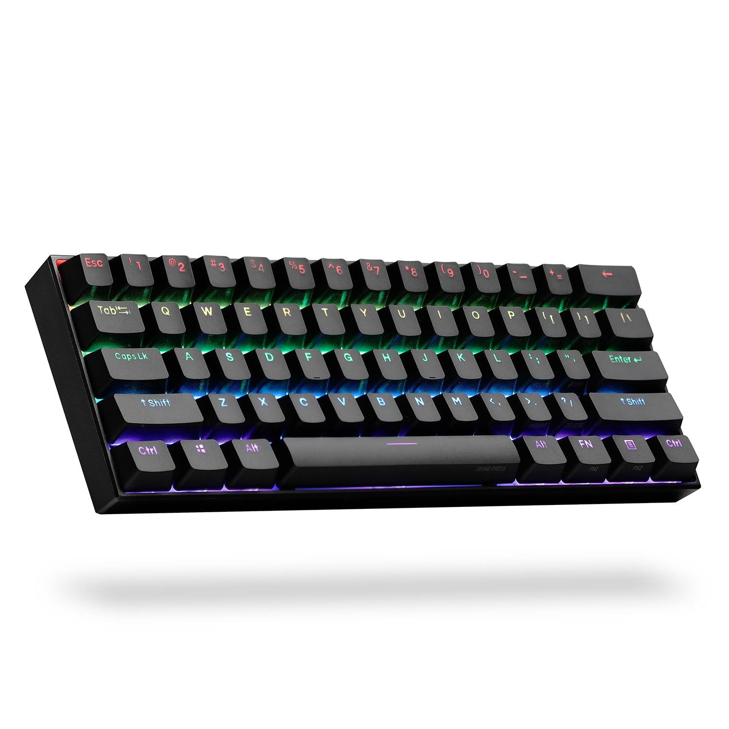Anne Pro 2 60% Mechanical Keyboard, Bluetooth 5, US Layout Kailh Box Red / Black