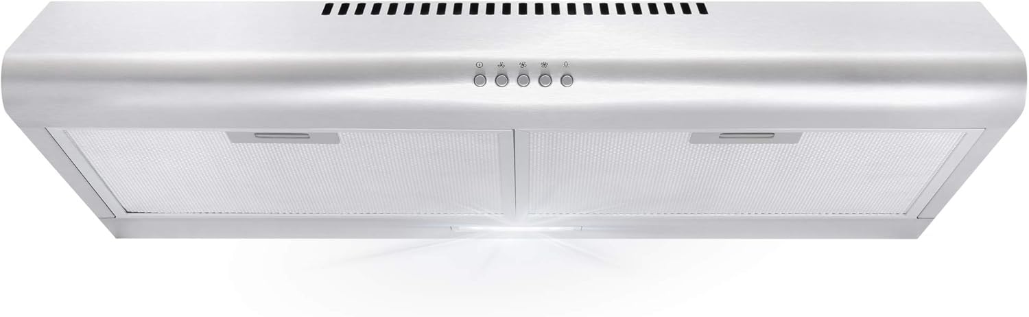 Cosmo COS-5MU36 36 in. Under Cabinet Range Hood Ductless Convertible Duct, Slim Kitchen Stove Vent with 3 Speed Exhaust Fan, Reusable Filter and LED Lights in Stainless Steel, 36 inch
