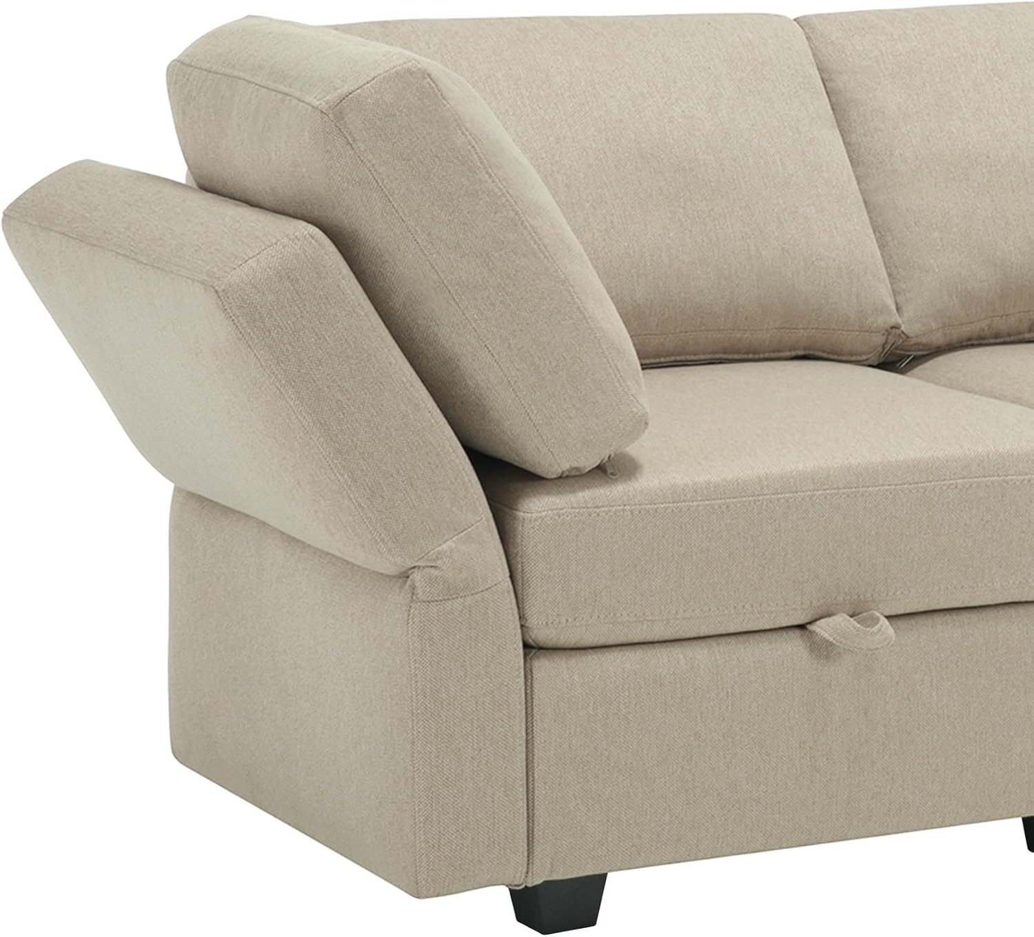 Space Saving Small Sectional Sofa with Ottoman, 2 Seater Sofa with 1 Ottoman, All Seats and Ottomans with Storage Function - Beige
