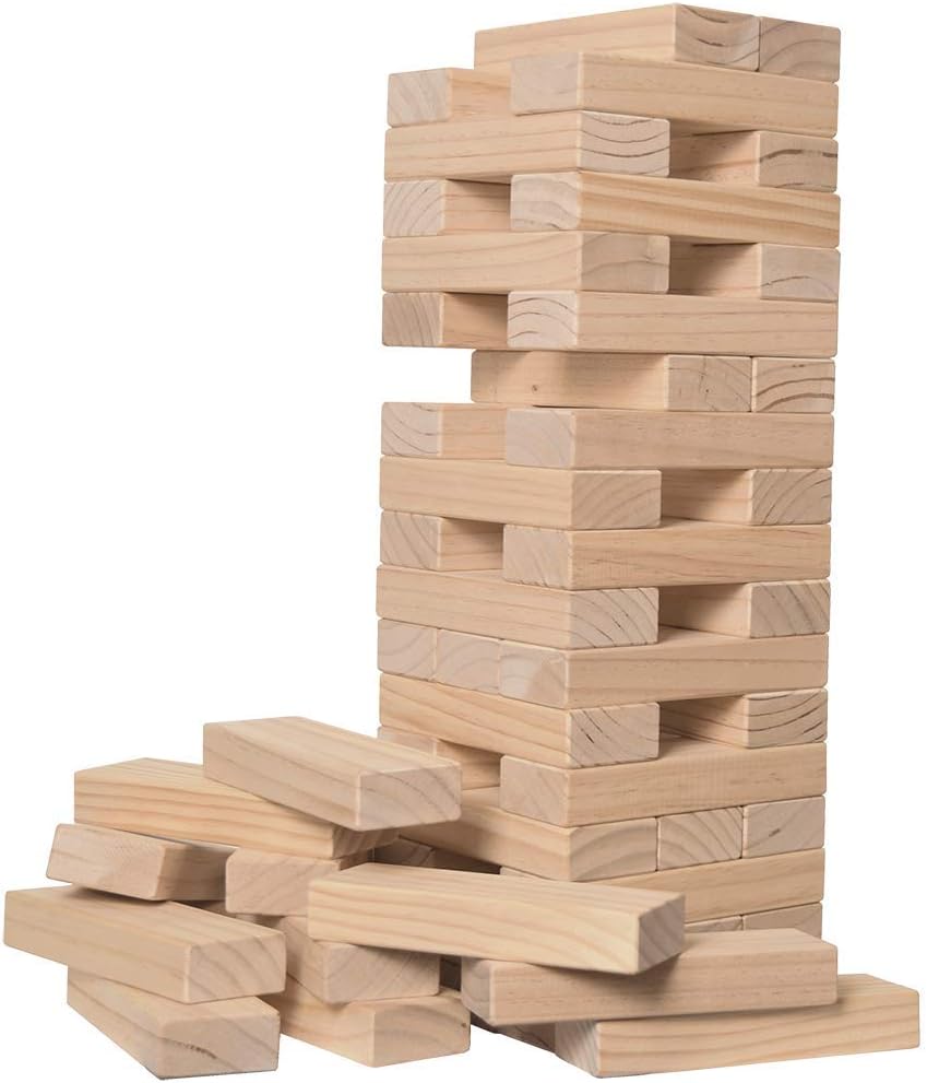 Outdoor Giant Tumbling Tower Games for Kids and Adults Jumbo Wood Stacking Lawn Yard Game with Carry Bag and Board 7 x 2.4 x 1.2 inches