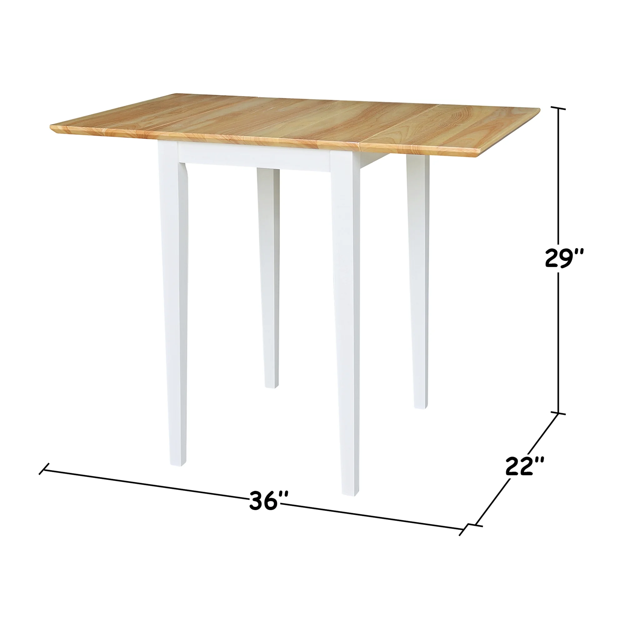 International Concepts Small Dropleaf Table in White and Natural