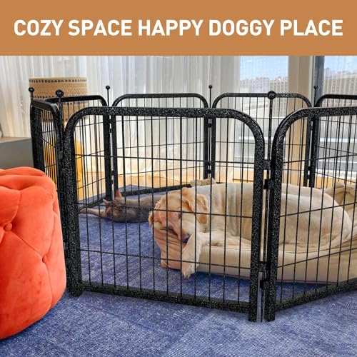 Metal Dog Playpen, 40 Inch Height 16 Panels, Large Dog Fence for Large/Medium/Small Dogs Indoor & Outdoor Bliss, Perfect Dog Pen for Camping, Yard, and RV | Black-Silver