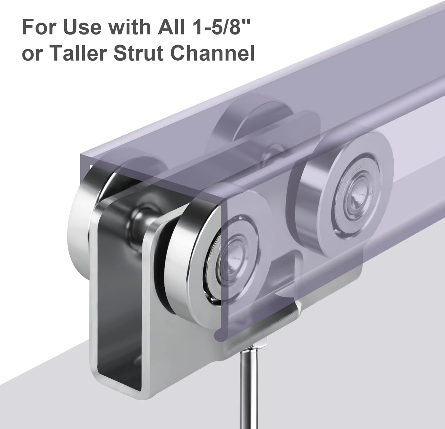 Light Duty Trolley,4 Wheel Supper Silent Load Trolley Assembly, Design for use with 1-5/8" Wide or All 1-5/8" or Taller Strut Channel, Electro-Galvanized Zinc Pack of 2