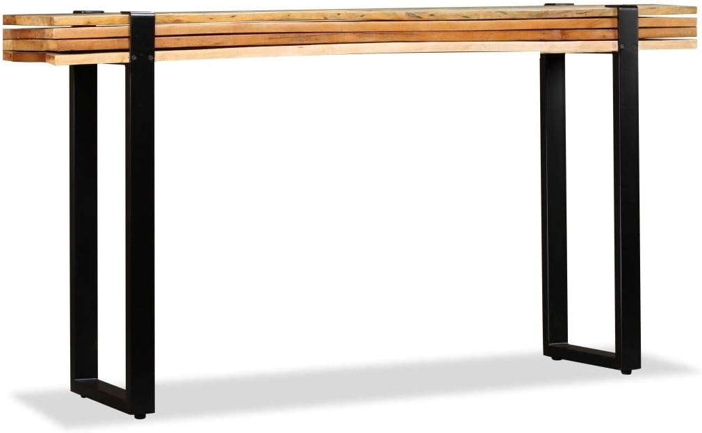 Retro Style Console Table Length-Adjustable Side Table Dining Table Furniture for Living Room Dining Room Hallway (57.1"-70.9") x 11.8" x 29.9" Solid Reclaimed Wood + Cast Iron