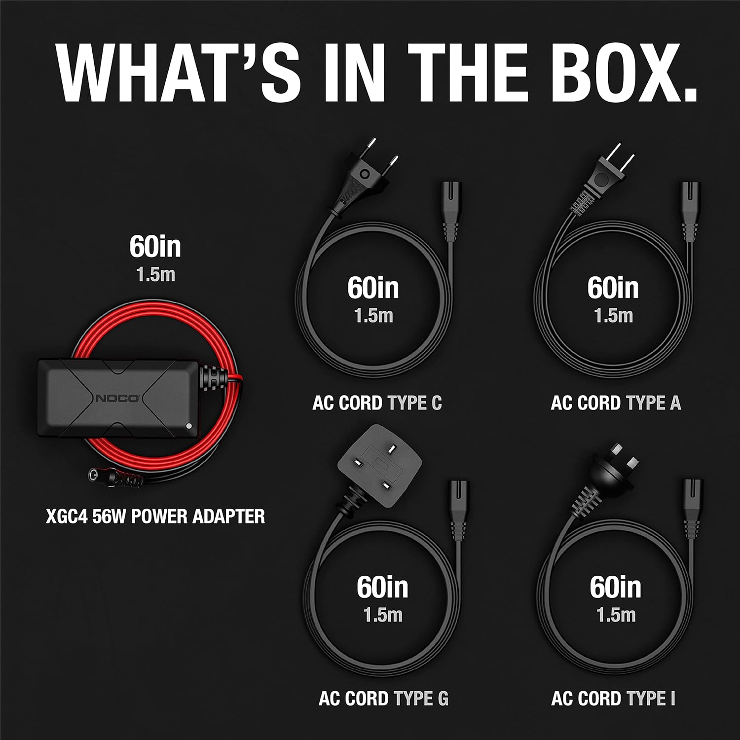 NOCO XGC4 56-Watt XGC Power Adapter for GB70/GB150/GB250+/GB251+/GB500+ NOCO Boost UltraSafe Lithium Jump Starters Pack of 2