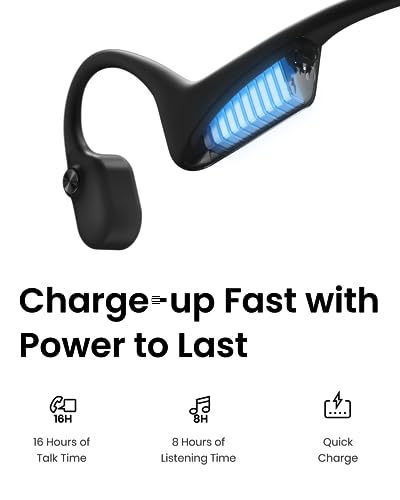 SHOKZ OpenComm2 Open-Ear Bone Conduction Headphones, Wireless Bluetooth Computer Headsets with Noise Canceling Mic and Mute Botton for Work, Call, Meeting, 16 Hours Talk Time for Mobile & PC