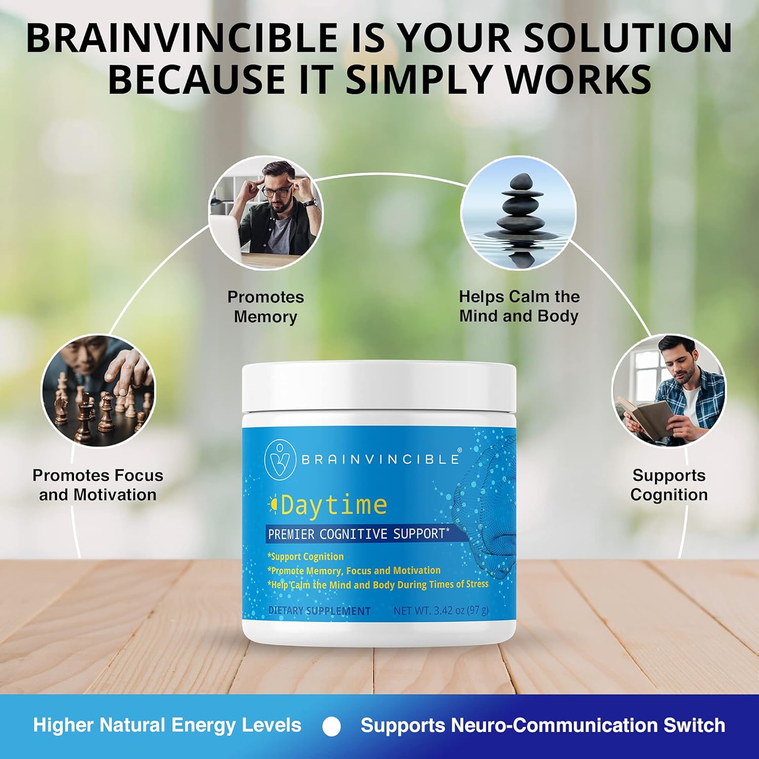 Brainvincible Nootropics | Top Brain Supplement for Memory, Focus, Mental Energy, and Concentration Cognitive Support - Brain Supplement, Brain and Energy Booster - 22 Servings - Made with Ashwagandha Powder, Rhodiola Rosea, Bacopa Monnieri, Ginkgo B