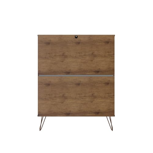 Manhattan Comfort Rockefeller Mid Century Modern 5 3-Drawer Bedroom Dresser Set, Grey