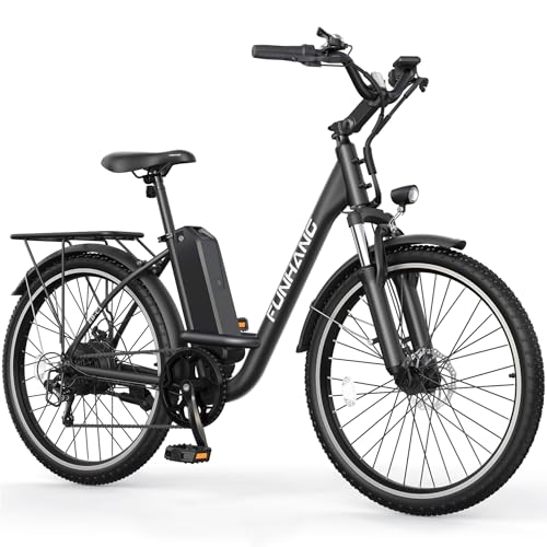 Electric Bike for Adults, 26" 1000W Peak City Cruiser Ebike, 21.7MPH 50 Miles Commuter Electric Bicycle with 48V 374.4WH Removable Li-ion Battery, Adjustable Stem, Rear Rack, Fenders, 7-Speed