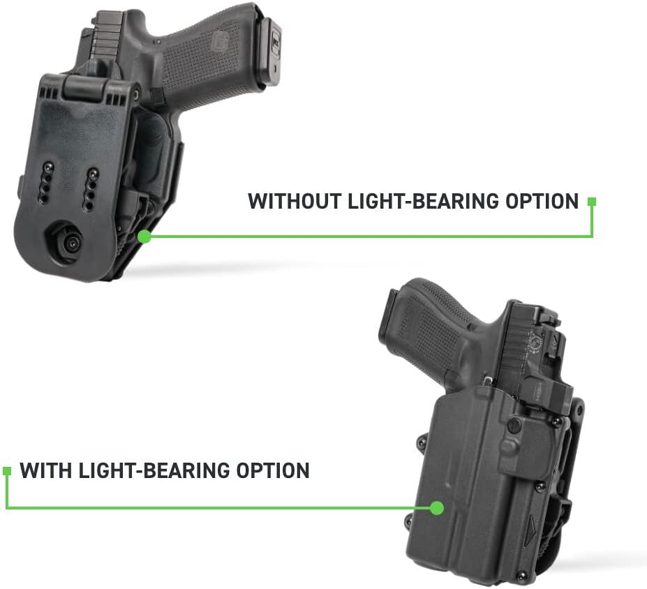 Alien Gear Glock 19 Level 2 Holster - Retention Slim OWB, Glock 19/19X/45 w/Light, Advanced Tactical Design - Compact Duty Carry- Black Locking Holster Slide Duty Holster - Right-Handed