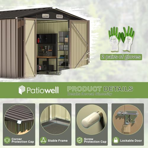 Patiowell 3 x 3 FT Outdoor Storage Shed,Small Garden Tool Storage Shed with Sloping Roof and Single Lockable Door, Outdoor Shed for Backyard Garden Patio Lawn, Grey