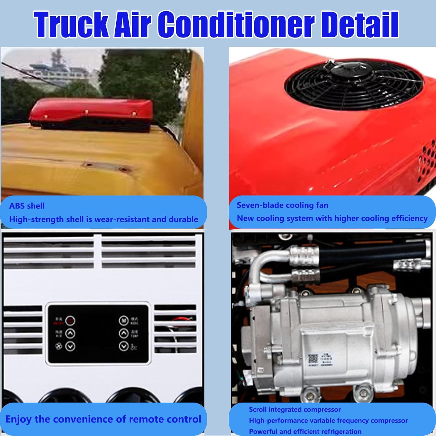 RV Rooftop Air,Parking Air Conditioner Unit, 12V DC Air Conditioner Truck RV Excavator Van Farm Vehicle Rooftop Type Air Conditioner,Red
