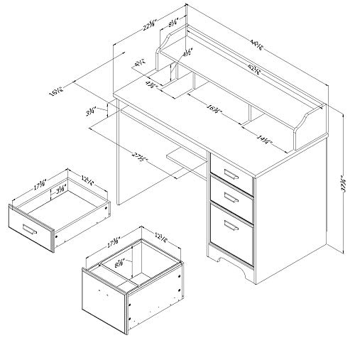 South Shore Versa Computer Hutch, Medium Desk, Winter Oak