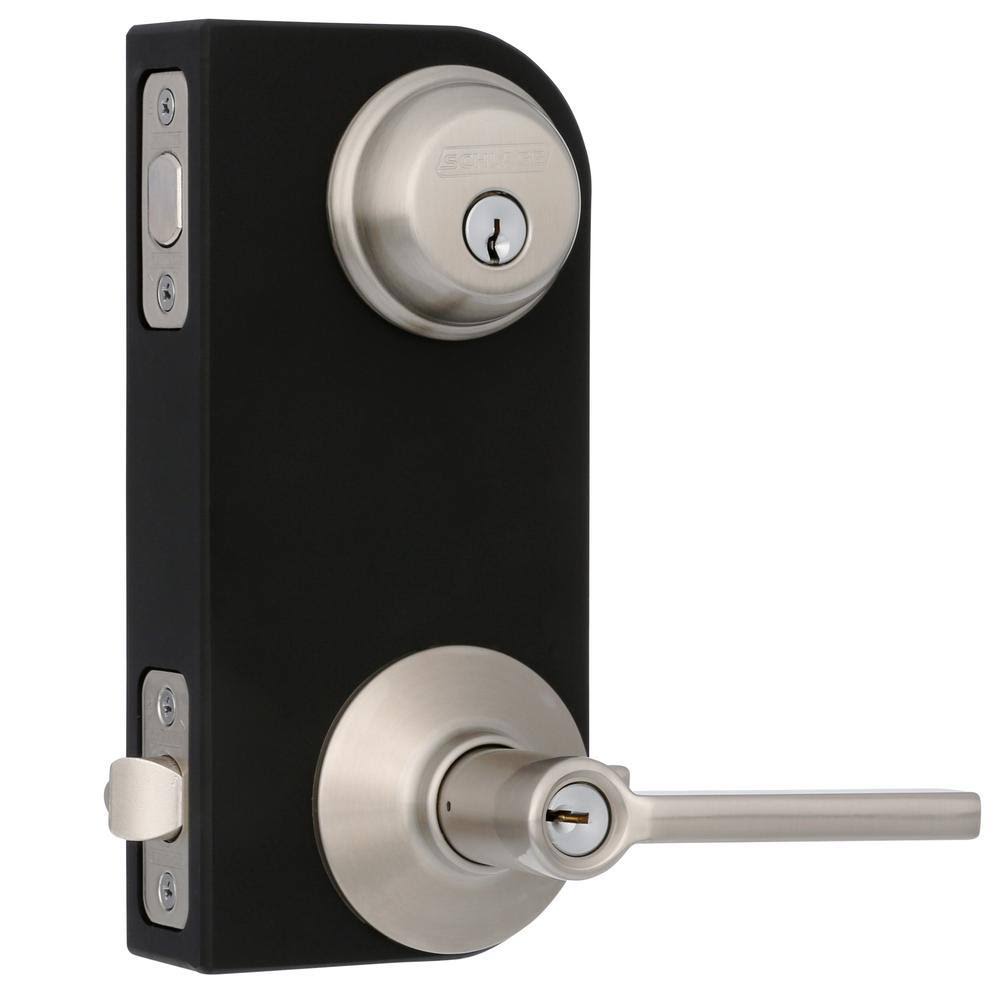 Schlage Satin Nickel Single Cylinder Deadbolt u0026 Keyed Entry Latitude Lever
