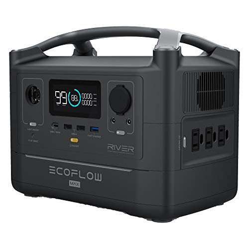 EF ECOFLOW Portable Power Station RIVER 2 Max 500, 499Wh LiFePO4 Battery/ 1 Hour Fast Charging, Up To 1000W Output Solar Generator (Solar Panel Optional) for Outdoor Camping/RVs/Home Use