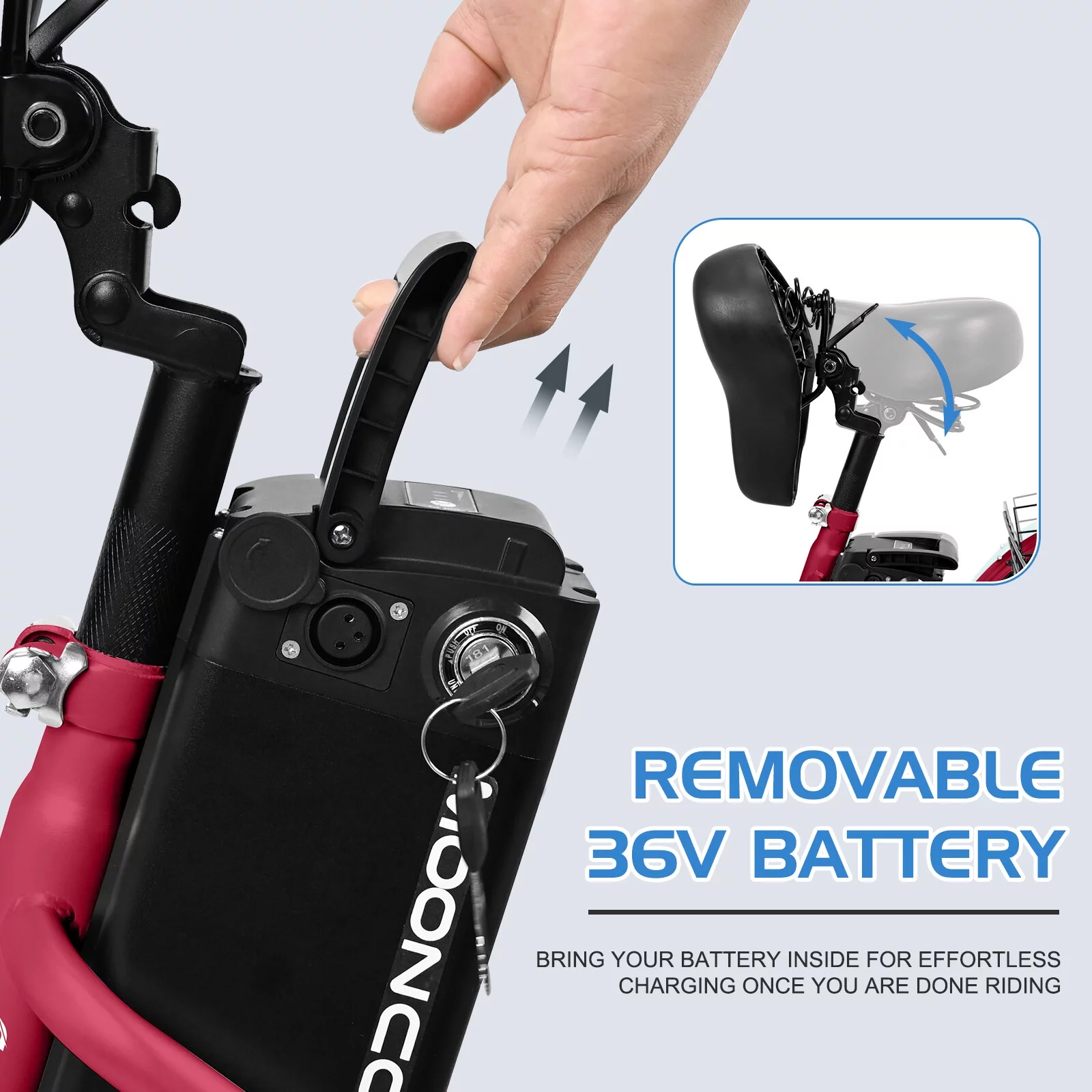 Ficisog 24" Adult Electric Tricycles, 350W 7-Speed Electric Tricycle with Removable Lithium Battery, Unisex 36V 14.5AH