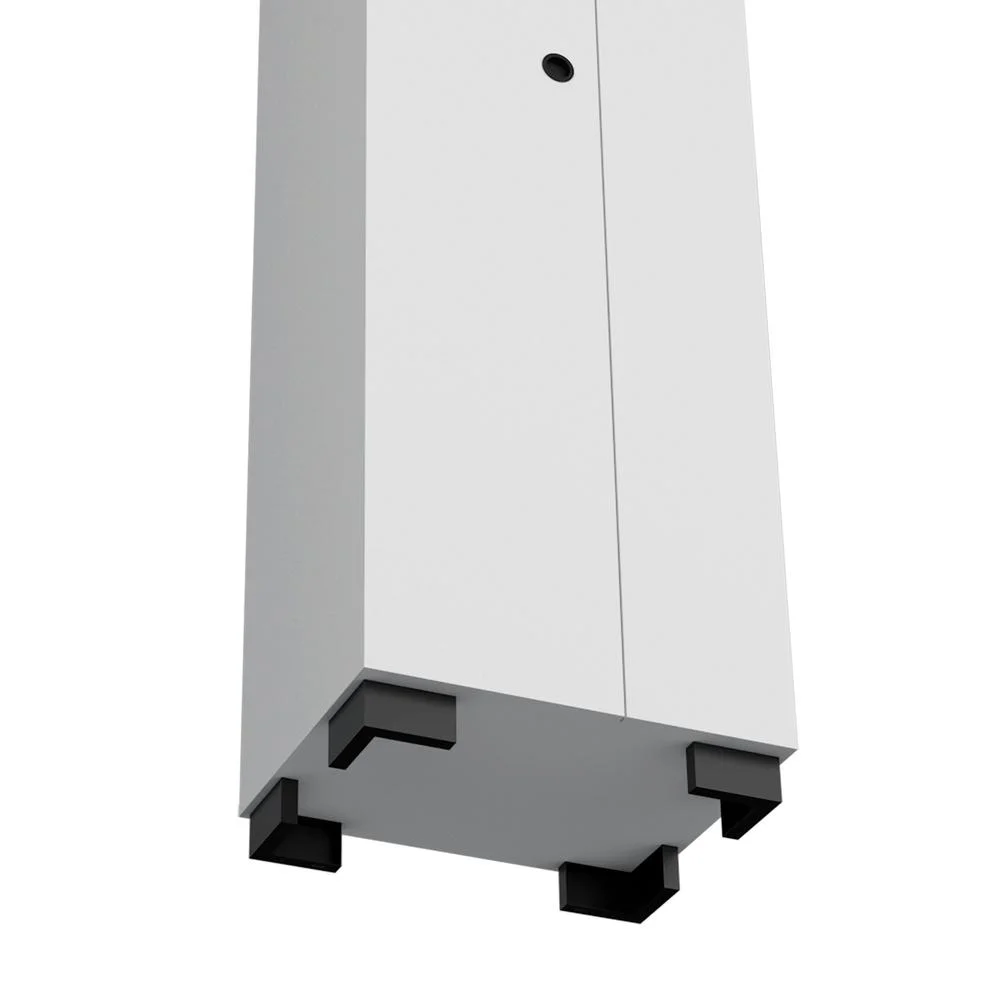 Depot E-Shop Broom Cabinet Double-Door Design with Inner Shelves and Side Hangers, White