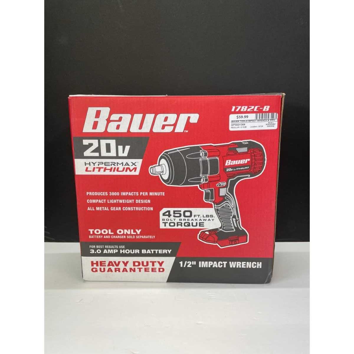 Bauer 20V Cordless 1/2 in. Impact Wrench - Shop Hardware Tools Online Store