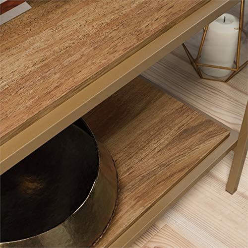 Sauder International Lux 5-Shelf Metal Frame Bookcase Gold Satin/Sindoori Mango
