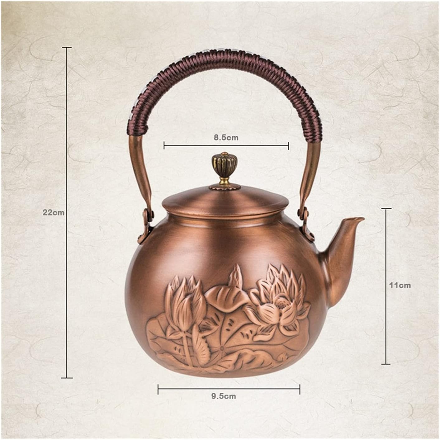 Teapot 1600ML Antique Pure Copper Tea Kettle Teapot Health Boiling Water Pot Handmade Carved Tea Pot Red Copper Tea Set Tea Maker (Color : Style-14) (2)