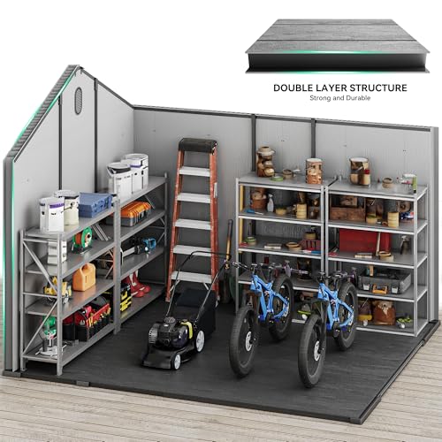 YITAHOME 8x6.2FT Outdoor Storage Shed w/o Floor, All-Weather Plastic Shed with Lockable Doors, Window & Vents, Plastic Tool Shed for Backyard, Patio, Poolside, Lawn, Gray
