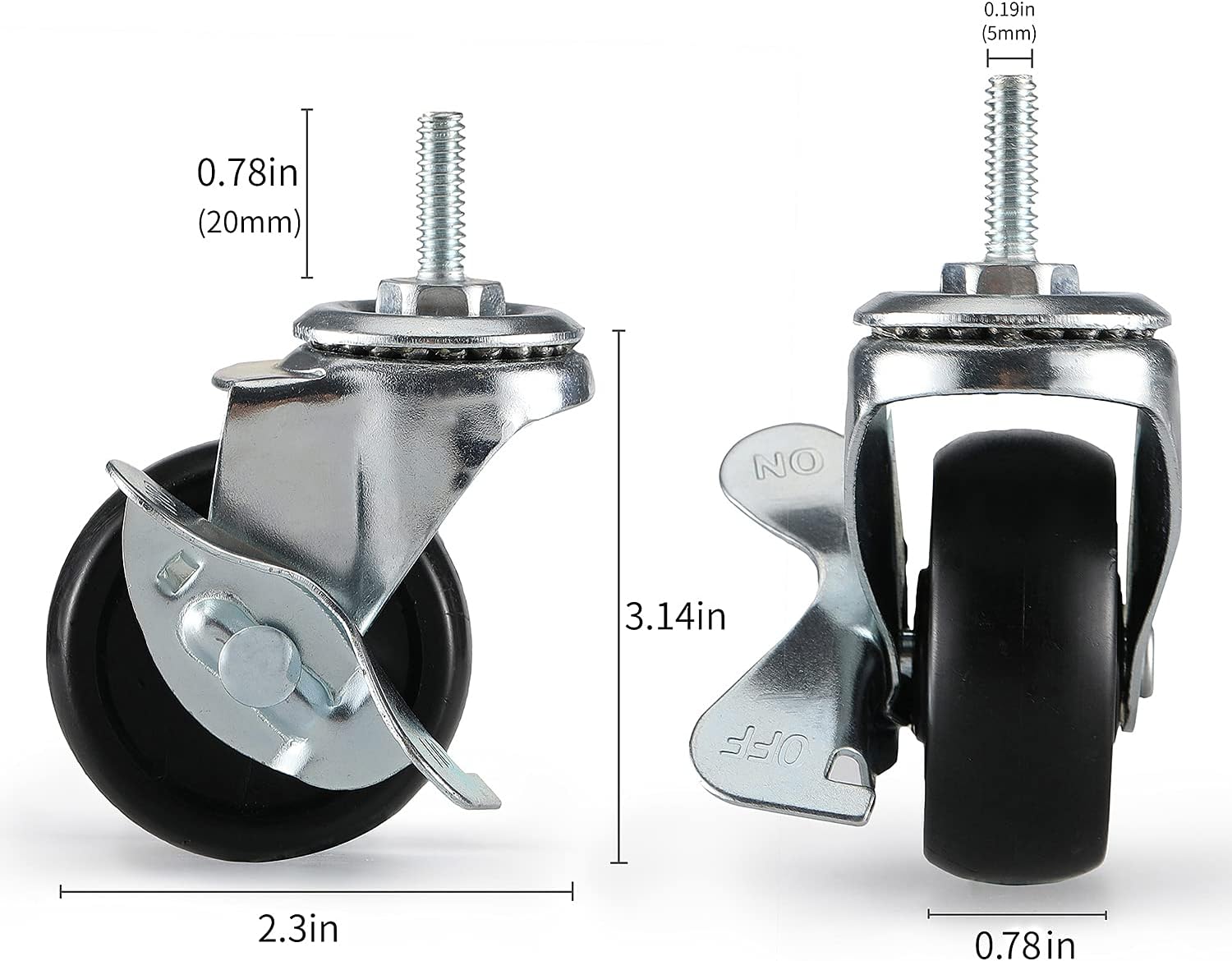 NW Wire Shelving Casters,2 Diameter,Set of 4,Caster Roller Wheels for Shelving Unit,Wire Shelf Wheels,Wire Rack Wheels Industrial, Black,Heavy Duty
