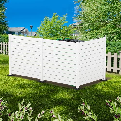 Kozyard 50"W x 47"H Outdoor Privacy Screens - Air Conditioner Fence Panels, Pool Equipment Enclosure, Trash Can Screens Fence Kit for Outside Backyard Patio (2 White Panels)