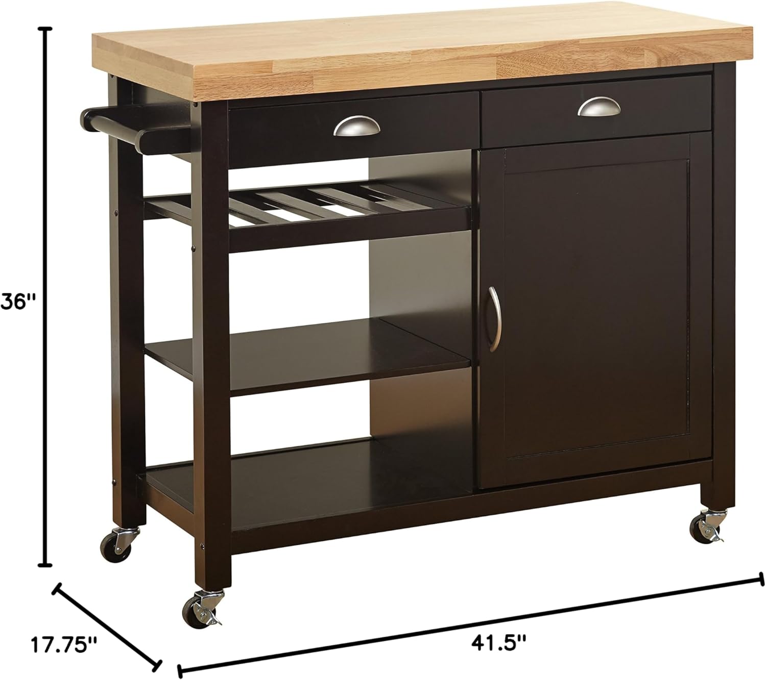 Hudson Storage Kitchen Cart, Wenge/Natural