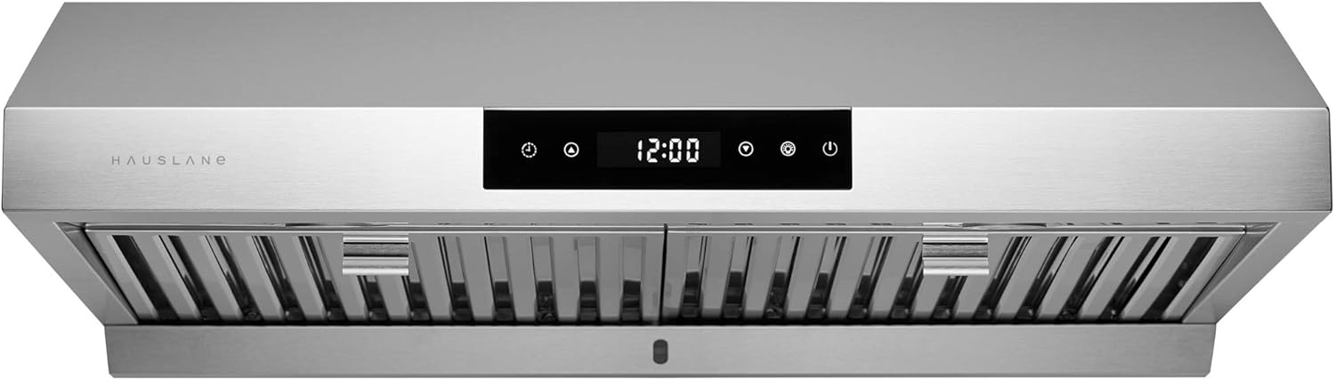 Hauslane | Chef Series 30 PS18 Under Cabinet Range Hood, Matte Black | Pro Performance | Contemporary Design, Touch Screen, Dishwasher Safe Baffle Filters, LED Lamps, 3-Way Venting